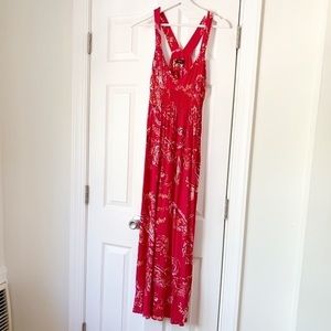 Express Red Sleeveless Racerback Paisley Print Maxi Sun Dress Size XS